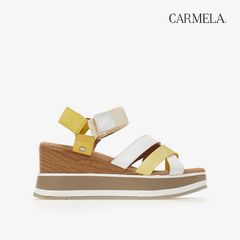 [Trưng bày] Giày Đế Xuồng Nữ CARMELA Yellow Leather Ladies Sandals