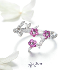 Nhẫn Nữ KYA JEWEL Floral Khảm Đá Cz Màu Cao Cấp