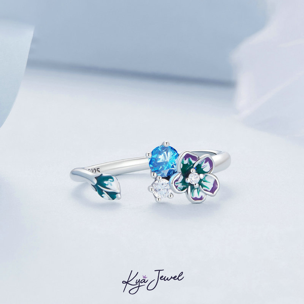 Nhẫn Nữ KYA JEWEL Flower Khảm Đá Cz Màu Cao Cấp