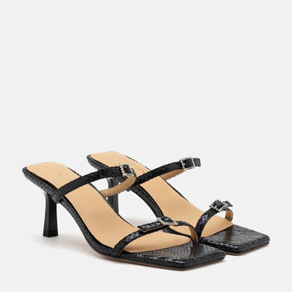 Dép cao gót da pu Pazzion Augusta Buckled Strap Heel Sandals