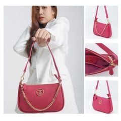 Túi Xách Tay Nữ THÁI TUẤN Đeo Vai Trơn Khóa Kéo Màu Hồng Sen
