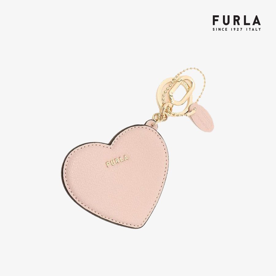 Móc Khóa Nữ FURLA Lovely Keyring Heart With Mirror Vitello Milos