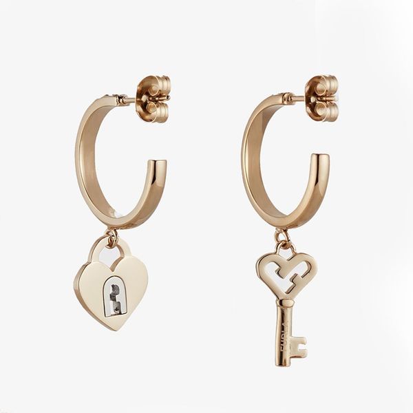 Trang Sức Nữ FURLA Loving Padlock Hoop Earrings - Metallo+Strass