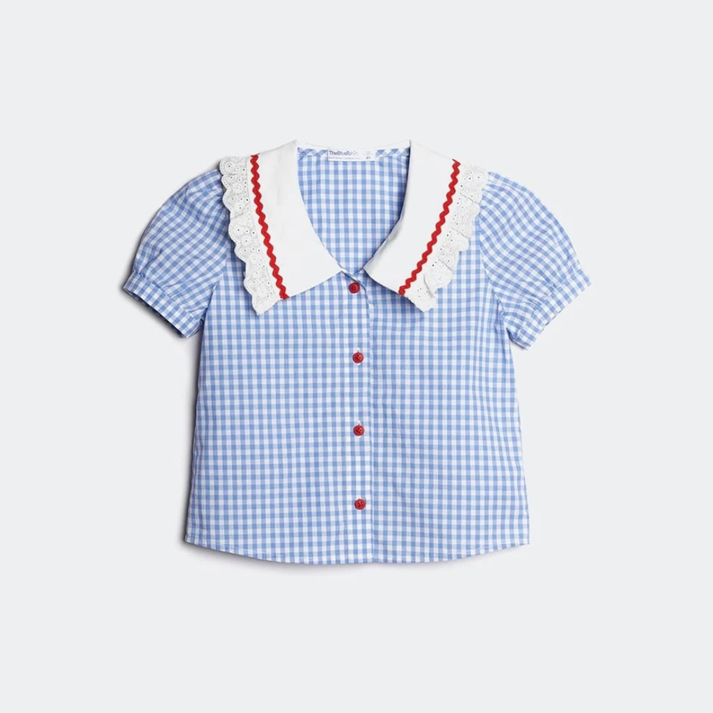Áo Sơ Mi Bé Gái TheBlueTshirt BlueKid Lolita Top - AquaBlue Gingham