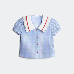 Áo Sơ Mi Bé Gái TheBlueTshirt BlueKid Lolita Top - AquaBlue Gingham