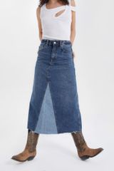 Chân Váy Nữ TheBlueTshirt 1970s Denim Midi Skirt - The 1975 Wash
