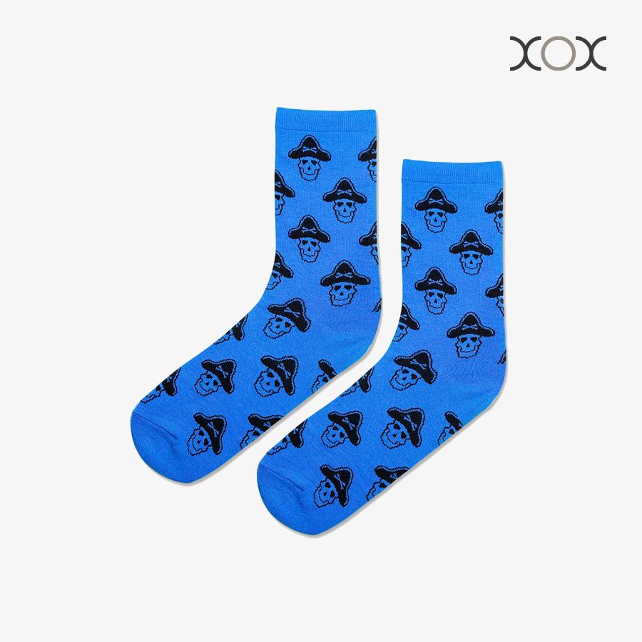 Vớ XOX Unisex - Hình Đầu Lâu Xanh Dương