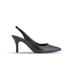 Giày Cao Gót Nữ THÁI TUẤN Mũi Nhọn Phối Quai Hậu Màu Đen