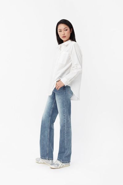 Áo Sơ Mi Nữ TheBlueTshirt trắng The New Pocket Oversize Shirt