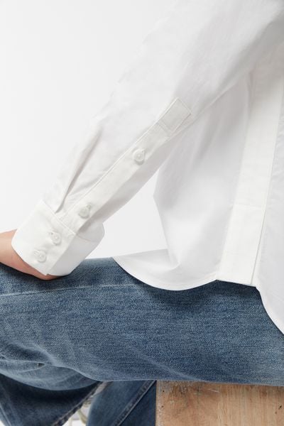 Áo Sơ Mi Nữ TheBlueTshirt trắng The New Pocket Oversize Shirt