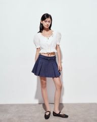 Chân Váy Ngắn Nữ DOTTIE Xếp Ly Kèm Belt - Xanh - S0203