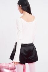 Áo Thun Nữ DOTTIE Gân Cột Nơ - Trắng - T0863