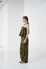 Quần Dài Nữ DOTTIE Vải Thô In Hình - Xanh Lá - Q0359