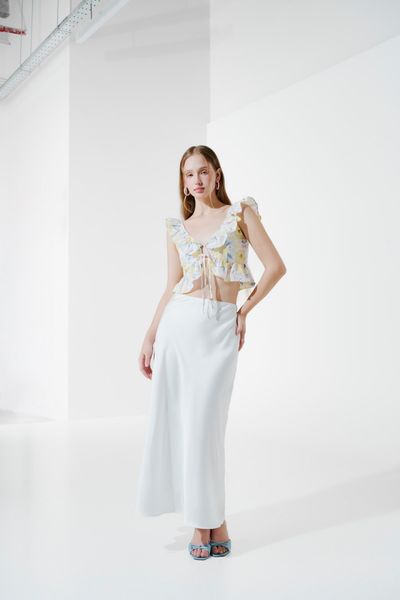 Áo Kiểu Nữ DOTTIE In Hoa Tay Cánh Tiên - Trắng - T0945