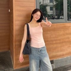 Áo Thun Nữ TheBlueTshirt 90s Tank - Pink Bamboo Cotton