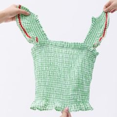 Áo Sơ Mi Nữ TheBlueTshirt Girly Top - Pearl Green Gingham ZigZag