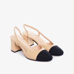 Giày Cao Gót Nữ PAZZION Blythe Lambskin Toe Cap Block Heels