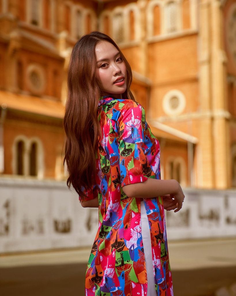 Áo Dài Nữ F2 Gấm Nhiều Màu Họa Tiết Hương Xuân - Không Kèm Quần