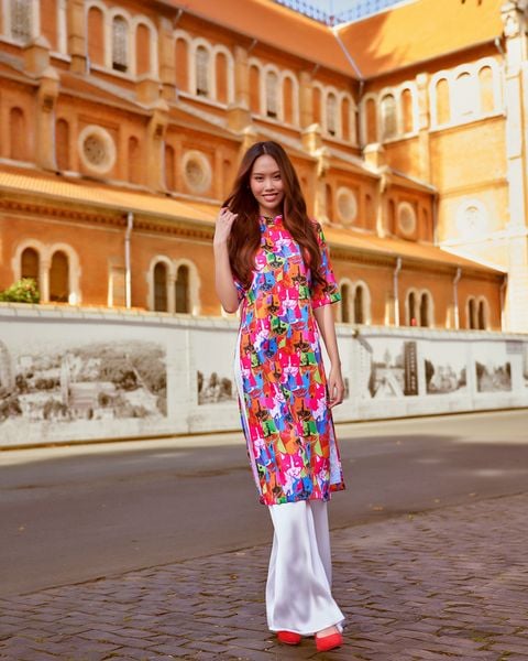 Áo Dài Nữ F2 Gấm Nhiều Màu Họa Tiết Hương Xuân - Không Kèm Quần