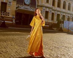 Quần Áo Dài Nữ F2 Lụa Cam Hồn Việt