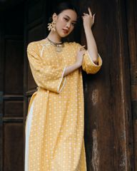 Áo Dài Nữ F2 Linen Vàng Pride Việt Nam - Không Kèm Quần