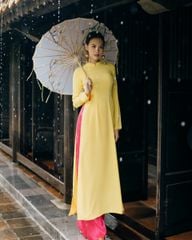 Áo Dài Nữ F2 Chiffon Vàng Pride Việt Nam - Không Kèm Quần