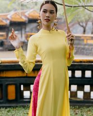 Áo Dài Nữ F2 Chiffon Vàng Pride Việt Nam - Không Kèm Quần