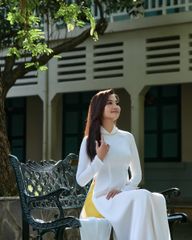 Áo Dài Nữ F2 Lụa Trắng - Không Kèm Quần