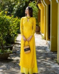 Áo Dài Ren Nữ F2 Vàng Pride Việt Nam - Không Kèm Quần