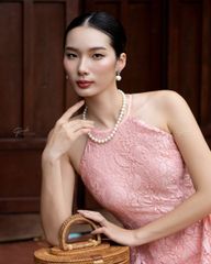 Áo Dài Nữ F2 Yếm Ren Hồng Pride Việt Nam - Không Kèm Quần