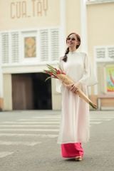 Áo Dài Voan Nữ F2 Trắng Pride Việt Nam - Không Kèm Quần
