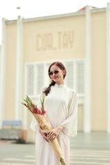 Áo Dài Voan Nữ F2 Trắng Pride Việt Nam - Không Kèm Quần