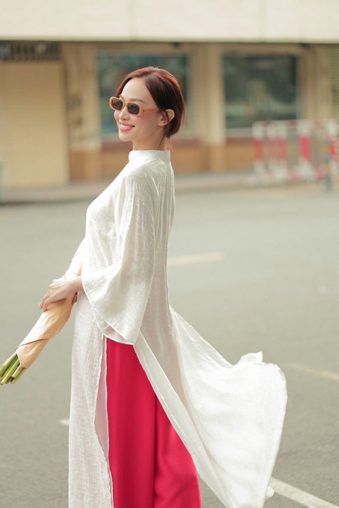 Áo Dài Voan Nữ F2 Trắng Pride Việt Nam - Không Kèm Quần