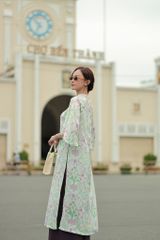 Áo Dài Lụa Nữ F2 Trắng Hoa Pride Việt Nam - Không Kèm Quần