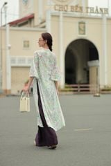 Áo Dài Lụa Nữ F2 Trắng Hoa Pride Việt Nam - Không Kèm Quần