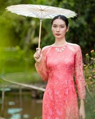 Áo Dài Nữ F2 Ren Hồng Pride Việt Nam - Không Kèm Quần