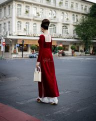 Áo Dài F2 Nhung Đỏ Pride Việt Nam - Không Kèm Quần
