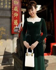 Áo Dài F2 Nhung Xanh Ve Chai Pride Việt Nam - Không Kèm Quần
