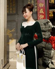 Áo Dài F2 Nhung Xanh Ve Chai Pride Việt Nam - Không Kèm Quần