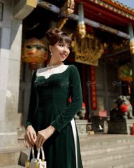Áo Dài F2 Nhung Xanh Ve Chai Pride Việt Nam - Không Kèm Quần