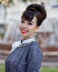 Áo Dài F2 Linen Xanh Đen Pride Việt Nam - Không Kèm Quần