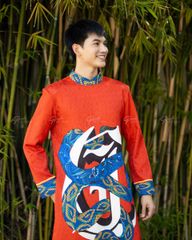 Áo Dài Nam F2 Gấm Đỏ Rắn - Không Kèm Quần