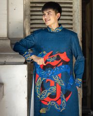 Áo Dài Nam F2 Gấm Xanh Rắn - Không Kèm Quần