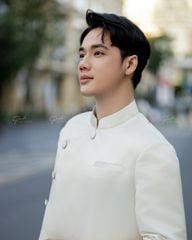 Áo Dài Gấm Nam F2 Kem Pride Việt Nam - Không Kèm Quần