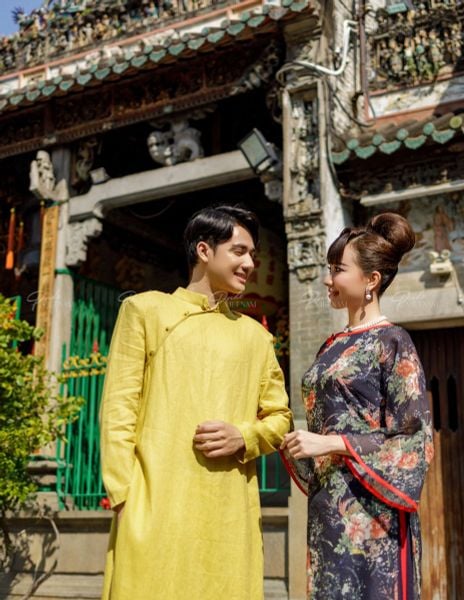 Áo Dài Linen Nam F2 Vàng Pride Việt Nam - Không Kèm Quần