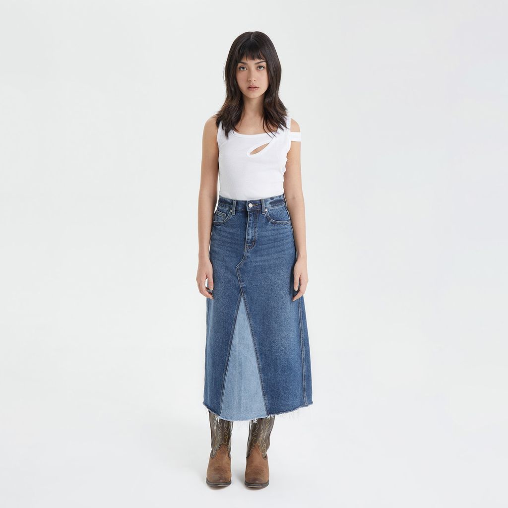 Chân Váy Nữ TheBlueTshirt 1970s Denim Midi Skirt - The 1975 Wash
