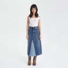 Chân Váy Nữ TheBlueTshirt 1970s Denim Midi Skirt - The 1975 Wash