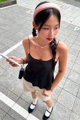 Áo Nữ TheBlueTshirt Daily Cami Top - Lụa Tổng Hợp Đen