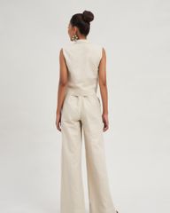 Áo Kiểu Linen Nữ F2 Kem Modern Women