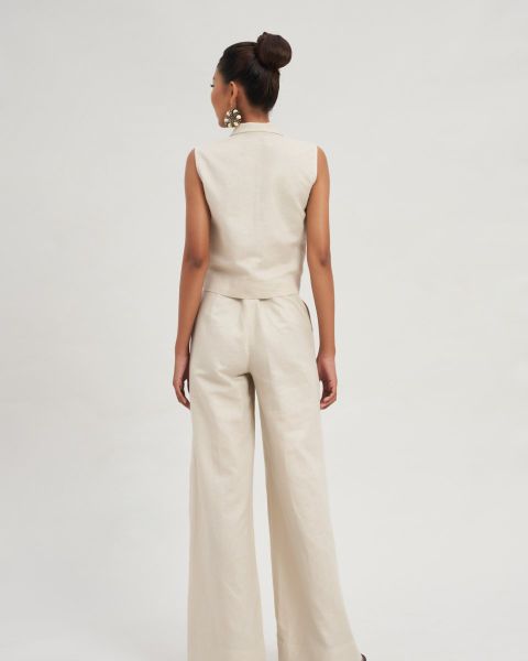 Quần Dài Nữ F2 Linen  Kem Tender Drit
